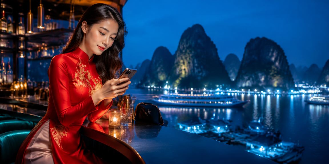 Khung cảnh Ninh Bình với áo dài minh họa ưu đãi VIP theo mùa